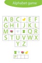 Pond life alphabet game for children, make a word, preschool worksheet activity for kids, educational spelling scramble Royalty Free Stock Photo
