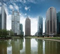 Pond and modern building in shanghai Royalty Free Stock Photo