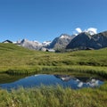 Pond and mountains