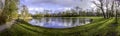 Pond panoramic landscape photo in Vondelpark, Amsterdam. Is a pu Royalty Free Stock Photo