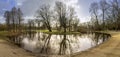 Pond panoramic landscape photo in Vondelpark, Amsterdam. Royalty Free Stock Photo