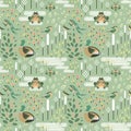 Pond Animals and Plant Life Seamless Pattern Royalty Free Stock Photo