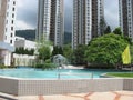 Pond in a plaza in the centre of Tsuen Wan, Hong Kong Royalty Free Stock Photo