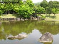 Pond in the public park Nara Park in the city of Nara, Japan. Royalty Free Stock Photo