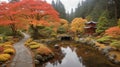 Garden pond and road