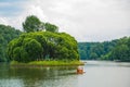 A pond with a small island. Tsaritsyno park in Moscow. Russia. Royalty Free Stock Photo