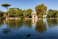 Pond with Temple of Aesculapius in gardens of Villa Borghese, Rome, Italy Royalty Free Stock Photo