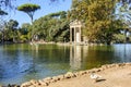 Pond with Temple of Aesculapius in gardens of Villa Borghese, Rome, Italy Royalty Free Stock Photo