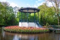 Pond and tulips in Vondelpark