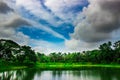 A pond under the cloudy sky. Royalty Free Stock Photo