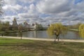 Pond at the walls of the Novodevichy Convent. Moscow.