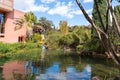 Pond water feature Parque la Paloma park and green space Benalmadena, Spain