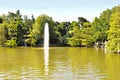 Pond with water spurt Royalty Free Stock Photo