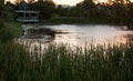 A pond and a white garden house in Queensland, Australia Royalty Free Stock Photo