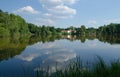 Pond on whose surface mirrors the sky Royalty Free Stock Photo