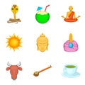 Ponder icons set, cartoon style