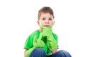 Ponderer small boy with Hand on the Face Royalty Free Stock Photo