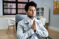 Pondering Man Banner. Contemplative Prayer Thinking Royalty Free Stock Photo