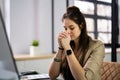 Pondering Woman Banner. Contemplative Prayer Thinking Royalty Free Stock Photo