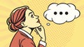 Pondering Woman with Question Mark, Pop Art, vector design Generative AI Royalty Free Stock Photo