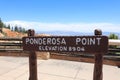 Ponderosa Point Sign in Bryce Canyon National Park Royalty Free Stock Photo