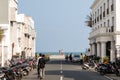 Goubert Ave in Pondicherry, Beach road and Promenade beach in background, Pondicherry, India