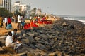 Seafront at Indian Union Territory of Puducherry. Pondicherry, India