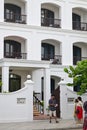 Pondicherry, India - July 15, 2023: Hotel at Promenade beach