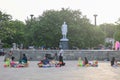 Pondicherry, India - July 15, 2023: Pandit Jawaharlal Nehru Statue at pondicherry beach