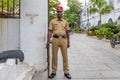 Indian policeman dressed as a french gendarme