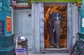 Pondicherry, South India - October 30, 2018: An elephant coming out of an Arulmigu Manakula Vinayagar Hindu temple in the Union Royalty Free Stock Photo