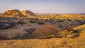 The Pondoks near the Spitzkoppe mountain at sunset in Namibia. Royalty Free Stock Photo