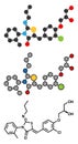 Ponesimod anti-inflammatory drug molecule S1PR1 modulator. Royalty Free Stock Photo