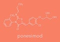 Ponesimod anti-inflammatory drug molecule S1PR1 modulator. Skeletal formula. Royalty Free Stock Photo