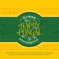 Pongal Final.cdrTypography of Happy Pongal Holiday Harvest Festival of Tamil Nadu South India yellow and green background