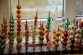 Ponikla, Czech Republic, 31 December 2021: Glass bead vintage ornaments and figurines hand-manufacturing, traditional production