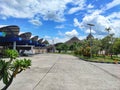 View of the Seloaji Ponorogo bus terminal, East Java, Indonesia on a sunny day.