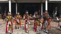 Ponorogo, Indonesia- 11/02/2020: Some jathil dancers are performing