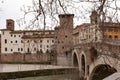 The Pons Fabricius Ponte Fabricio or Ponte dei Quattro Capi, bridge in Rome Royalty Free Stock Photo