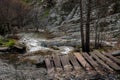 Ponsul river near Penha Garcia in Portugal with wooden walkway