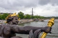 Pont Alexandre III across the River Seine with Eiffel Tower Royalty Free Stock Photo