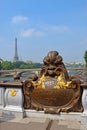Pont Alexandre III bridge and Eiffel Tower in the distance, Paris Royalty Free Stock Photo