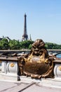 Pont Alexandre III Bridge details and Eiffel Tower. Paris, Fra Royalty Free Stock Photo