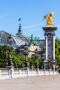 Pont Alexandre III Bridge details and Grand Palais. Paris, Fra Royalty Free Stock Photo