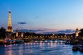 Pont Alexandre III Bridge and Eiffel Tower at night. Paris, Fran Royalty Free Stock Photo