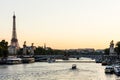 Pont Alexandre III Bridge and Eiffel Tower at sunset. Paris, France Royalty Free Stock Photo