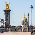 Pont Alexandre III Bridge with Hotel des Invalides. Paris, Franc Royalty Free Stock Photo