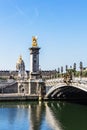 Pont Alexandre III Bridge with Hotel des Invalides. Paris, Franc Royalty Free Stock Photo