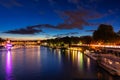 The Pont Alexandre III bridge in Paris by the Seine river at night. France Royalty Free Stock Photo