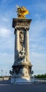 View on Alexander III bridge, Les Invalides in Paris in France.